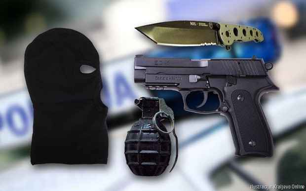 Pistolj, noz, fantomka, ilustracija