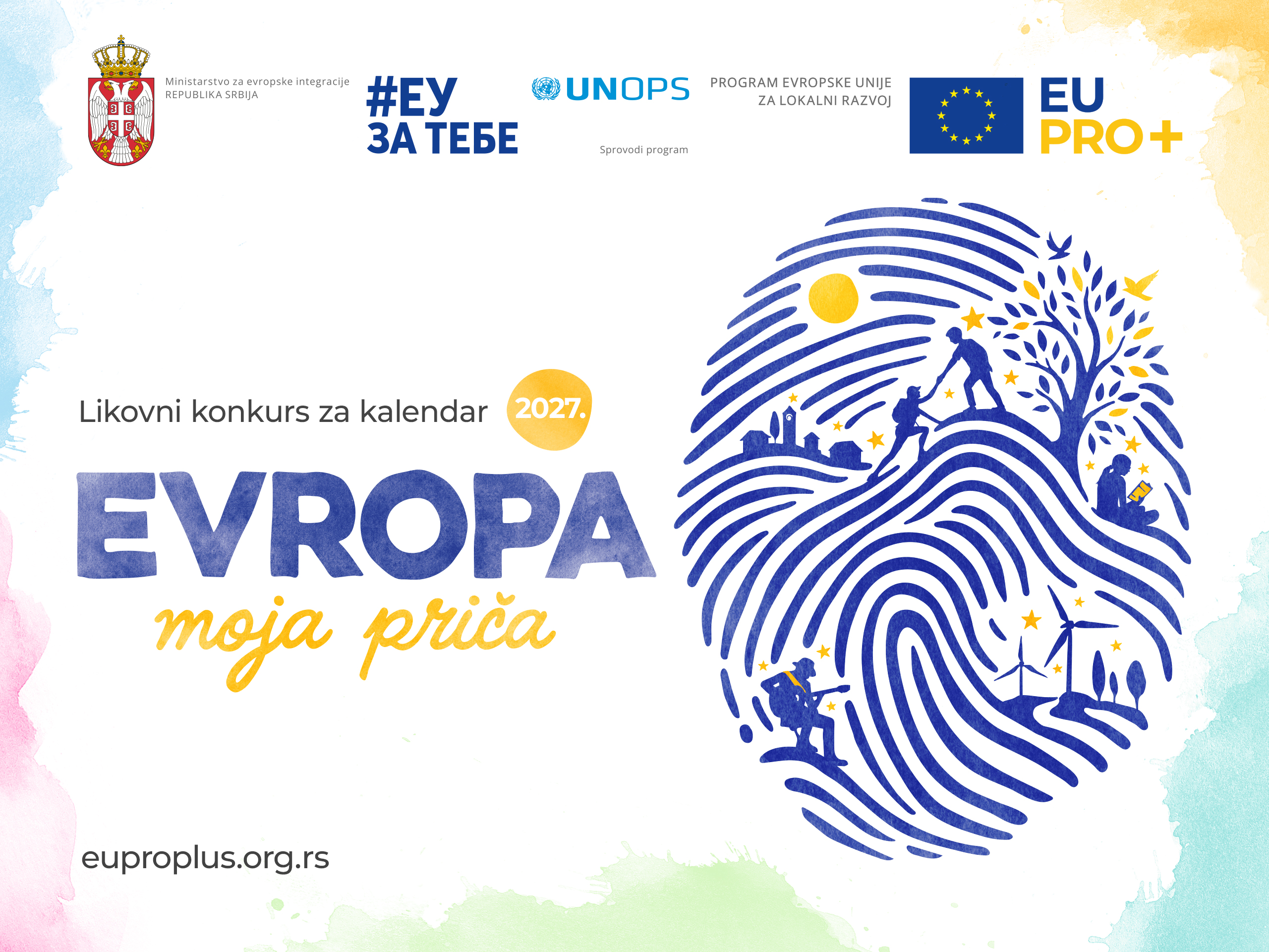 LIKOVNI KONKURS ZA KALENDAR » Kraljevo Online EU PRO Plus program je otvorio nagradni likovni konkurs na temu „Evropa – moja priča!“, namenjen srednjoškolcima i srednjoškolkama iz 99 gradova i opština Šumadije, zapadne, južne i istočne Srbije. Konkurs se tradicionalno organizuje uz podršku Delegacije Evropske unije u Srbiji i Ministarstva za evropske integracije, sa ciljem da podstakne mlade da kroz umetnost izraze svoje ideje, stavove i pogled na zajednicu u kojoj žive.